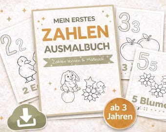 Number Coloring Book for Children – Learning Numbers 1–10 (German, Printable PDF)