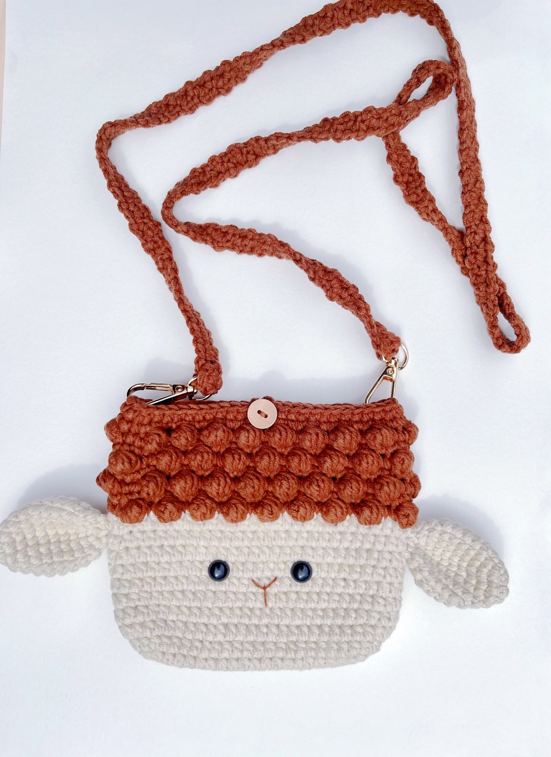 Brown Crochet Sheep Bag for Girls, Crochet Purse, Brown Purse