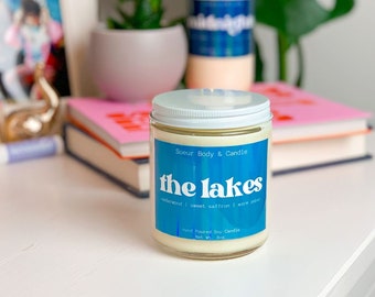 The Lakes Soy Candle | 8oz Cotton Wick Soy Wax Candle | Gift for Him | Handmade Candle Gift | Woodsy Scented Candle | Eco-Friendly & Vegan