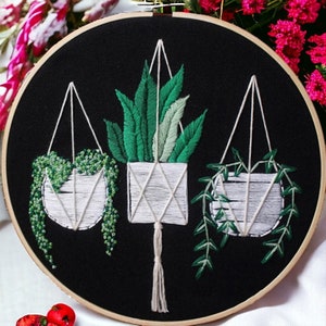 Diseño de bordado de flores, bordado a mano, kit de inicio de bordado, punto de cruz, diseño de primavera, patrón floral, arte del aro de bordado
