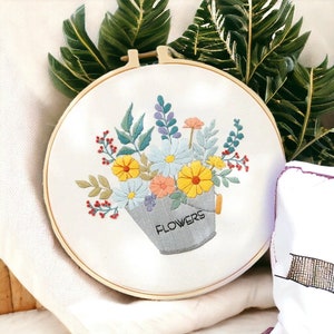 Kit de diseño de bordado de flores, bordado a mano, kits de costura, kit de arte de bordado, punto de cruz, diseños de bordado de flores, flor silvestre