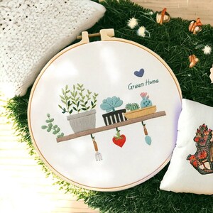 Diseño de bordado de flores, bordado a mano, kit de inicio de bordado, punto de cruz, diseño de primavera, patrón floral, arte del aro de bordado