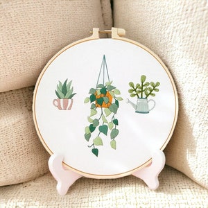 Diseño de bordado de flores, bordado a mano, kit de inicio de bordado, punto de cruz, diseño de primavera, patrón floral, arte del aro de bordado
