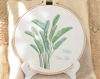 Botanical Pattern Embroidery Kit, Hand Embroidery, Needlework Kit For Beginners, flowers Embroidery Kit Cross Stitch, Modern Art