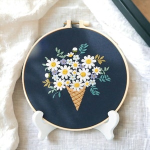 Kit de diseño de bordado de flores, Bordado a mano, Kits de costura, Kit de arte de bordado, Punto de cruz, Diseños de bordado de flores, Flor silvestre