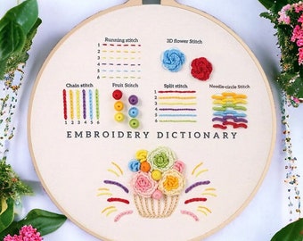 Dictionary Design Modern Embroidery Kit, Beginners Hand Vintage birds Cross Stitch, Easy Art Hoop Kit, Diy Starter Craft Kit