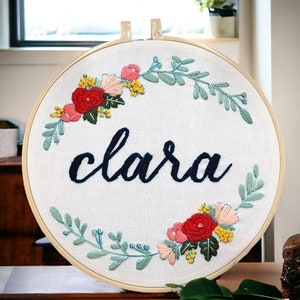 Bordado a mano con letras en inglés, Kit de costura para principiantes, Bastidor de bordado, Kit de punto de cruz, Diseño de bordado de flores, Motivos florales