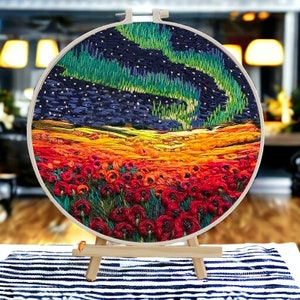 Landscape Embroidery Flowers Embroidery Design, Hand Embroidery,  Embroidery starter kit, Cross Stitch,Spring Design,Floral Pattern