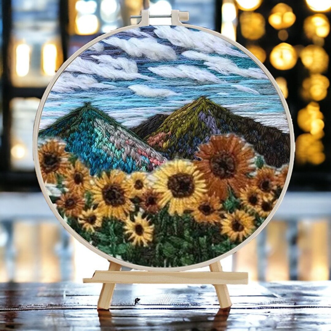 Landscape Embroidery Flowers Embroidery Design, Hand Embroidery ...