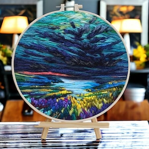 Landscape Embroidery Flowers Embroidery Design, Hand Embroidery,  Embroidery starter kit, Cross Stitch,Spring Design Floral, Hoop Art