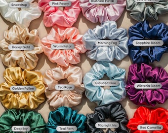 Ultrasoft Silk-Feel Scrunchies: 16 Colors, Bridesmaid Sets, Gentle Hair Accessory