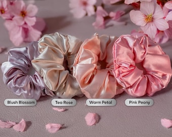 Ultrasoft Silk-Feel Scrunchies: 14 Colors, Bridesmaid Sets, Gentle Hair Accessory