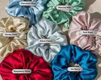 Jumbo XL Mulberry Silk Scrunchie: 5,5 inches Thick, Oversized Large Scrunchies, Big Elastics