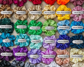 Satin Silk-like Scrunchies: 37 Colors, Bridesmaid Sets, Gentle Hair Accessory, Mother's Day Gift