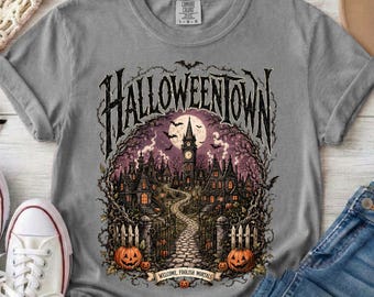 Halloweentown Haunted Village T-shirt | Spooky Castle Pumpkin Path Tee, Comfort Colors Tshirt, Halloween Tshirt