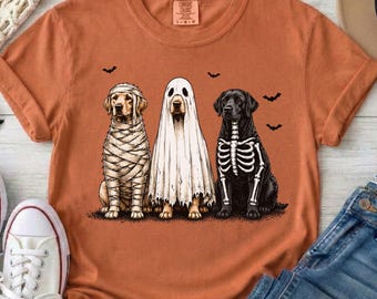 Dogs in Halloween Costumes T-Shirt | Mummy Ghost Skeleton Dogs, Comfort Colors Tshirt, Halloween Tshirt