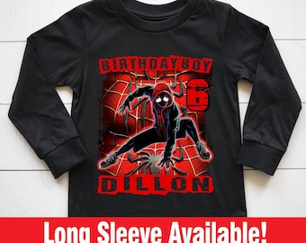 Miles Morales birthday shirt, long sleeve, personalized gift, birthday, custom shirt, birthday gift, custom, birthday shirt, Miles Morales.