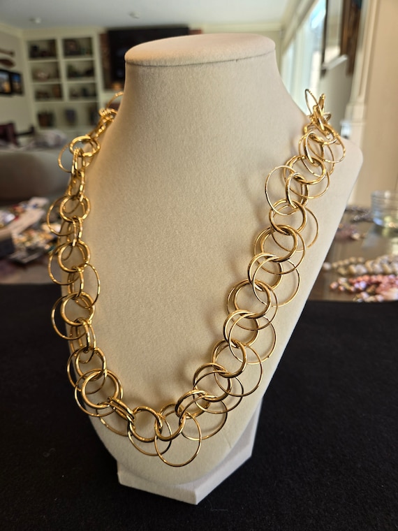 Signed Joan Rivers Vintage Double Ring Necklace