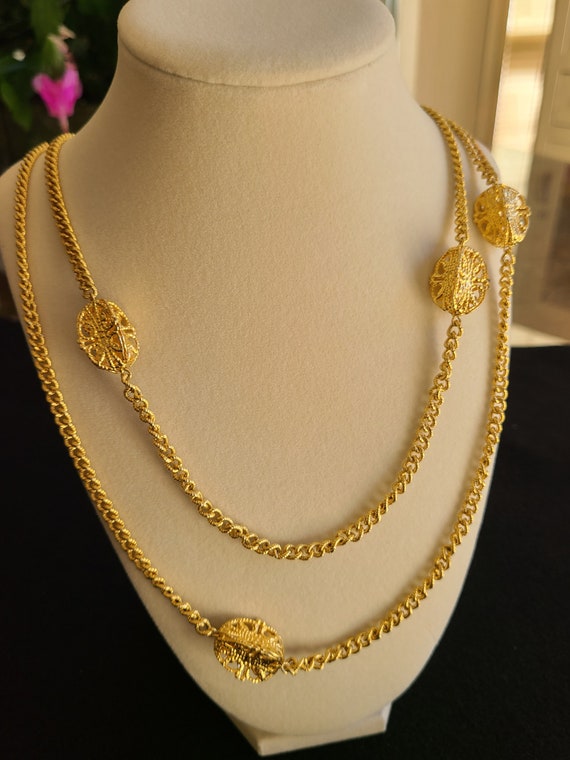 Kenneth Jay Lane Gold Necklace With Cut 3D Filigre