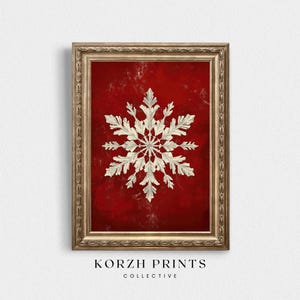 Winter Snowflake Wall Art | Christmas Snowflake Painting | Holiday Home Decor | Modern Christmas Wall Art | PRINTABLE Download | KP24-191-V