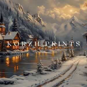 Winter Wonderland Snowy Village Painting Wall Art | Holiday Christmas ...