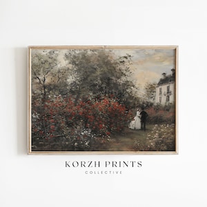Vintage Romantic Couple Flower Rose Garden Antique Oil Painting | Victorian Wall Art, Timeless Romantic Decor PRINTABLE Download | KP24-70