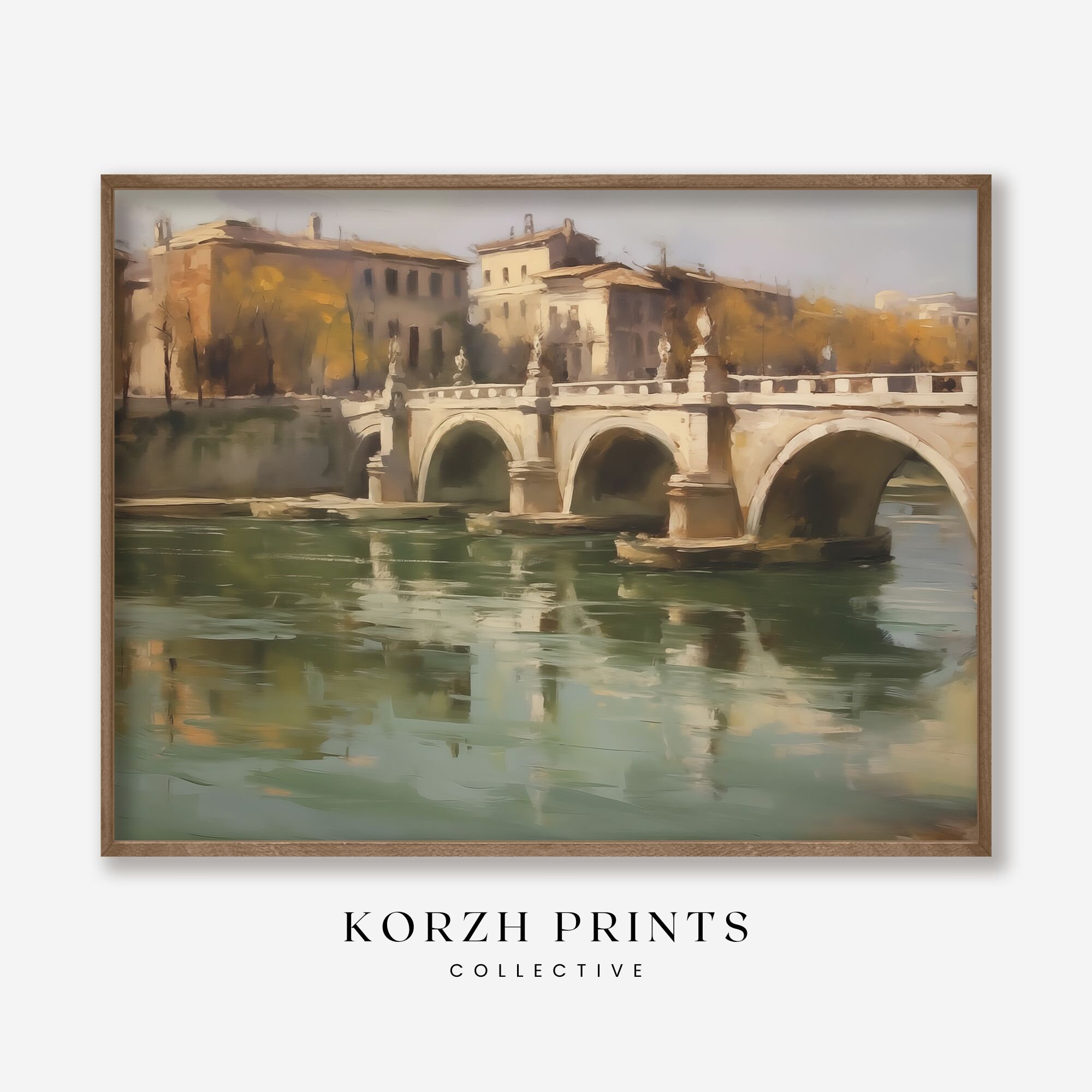Historic Stone Arch Bridge Painting | Vintage Art Print | Tranquil ...