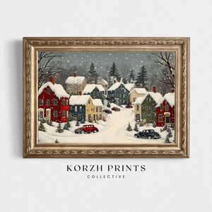 Vintage Winter Village Painting: Nostalgic Holiday Wall Art (Printable Download)