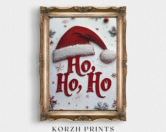 Ho Christmas Print | Santa Hat Holiday Wall Art (Digital Download)