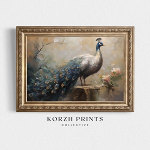 Peacock Impressionism Art Print: Wildlife Nature Painting (Digital Download)