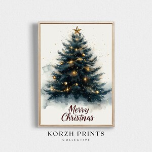Watercolor Christmas Tree Painting | Festive Holiday Decor, Merry Christmas Design | Modern Christmas Poster PRINTABLE Download | KP24-206-V