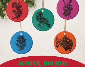 Ceramic ACOTAR Christmas Ornaments  - Holiday Decor, Christmas Tree Decorations, Fantasy Fans, Rhysand, Gift for Book Lovers