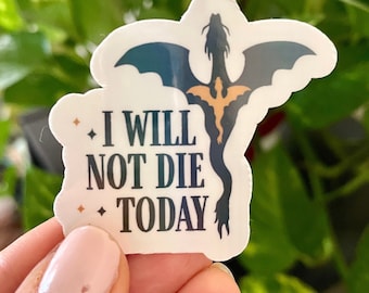 Vierter Flügel Holographischer Aufkleber: Violet Sorrengail, I Will Not Die Today