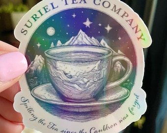 Suriel Tea Company Sticker: ACOTAR Bookish Fantasy, Holographic Vinyl