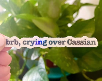 BRB, Crying Over Cassian Holographic Waterproof sticker | ACOTAR | Booktok