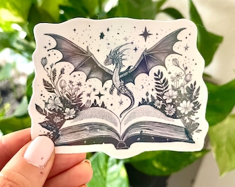 Fantasy Dragon Book Sticker | Wyvern | Bookish Fantasy Sticker | Holographic Sticker | Romantasy Sticker