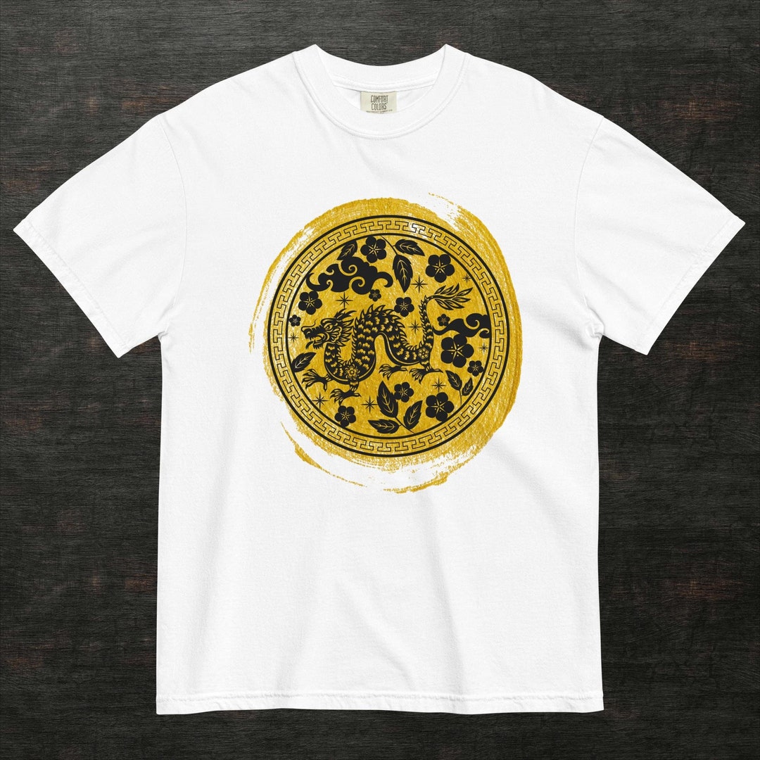 Golden Chinese Dragon Floral Print Women's Golf Shirts