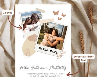 Biglietto d'auguri personalizzato per la Festa della Mamma con foto e testo, biglietto/cartolina d'auguri individuale - idea regalo per la mamma, biglietto personalizzato per la Festa della Mamma