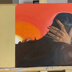 Romantic Black Love Art Print: Acrylic Lovers Painting (Digital Download)