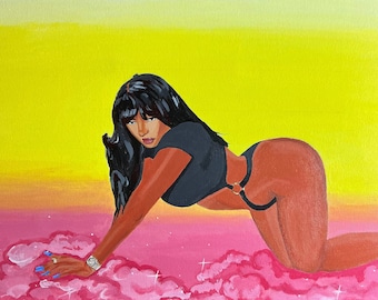 Impresión artística de pintura acrílica de Megan Thee Stallion (descarga digital)