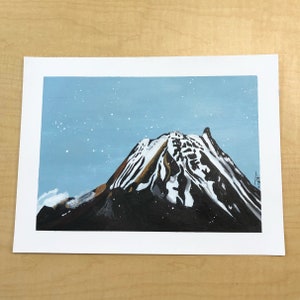 Snowy Mountain Downloadable Print | landscape painting, snowy painting, mountain painting, acrylic art print, high-quality art print