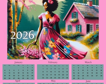 2026 'Bloom & Thrive' A4 Wall Calendar Template | Editable Calendar for Canva | Digital Download