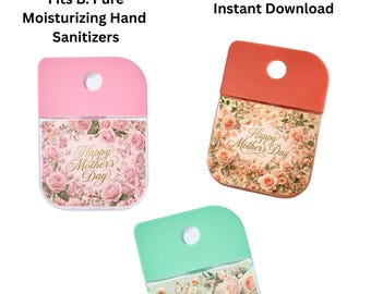 Mother's Day Hand Sanitizer Wrapper Template, Printable Labels, Glossy Sticker Template, B-Pure 1.15 oz Favor, Mom Gift