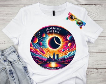 Solar Eclipse 2024 PNG - Rochester, NY, T-Shirt Design (Digital Download)