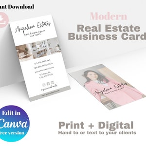Real Estate Business Card Canva Template | Two-Sided | Real Estate Business Card | Entrepreneur | Interior Designer | Modern | Simple
