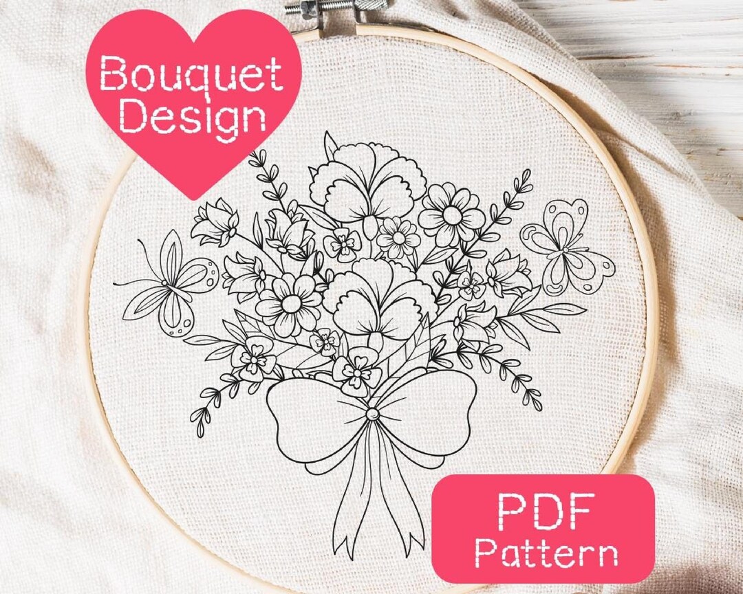 Floral Bouquet Hand Embroidery PDF Pattern, Instant Digital Download ...