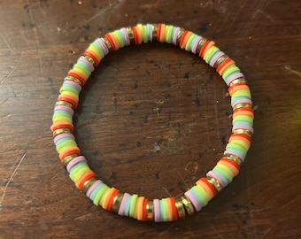 rainbow bracelet with gold