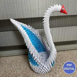 3D origami tutorial, swan, pdf digital