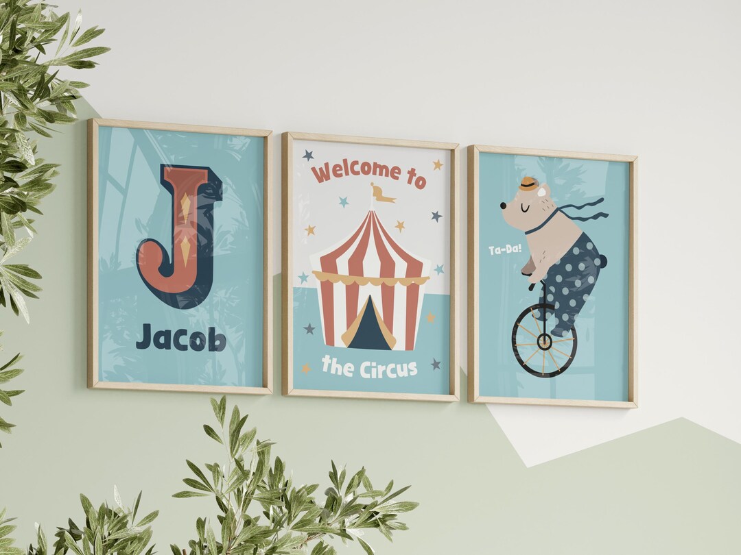 Set of 3 Circus Animal Posters, Kids Gallery Wall Art, Funfair Prints ...