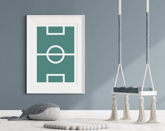 Football Boys Room Wall Art, Football Pitch, Sports Playroom Posters, Nursery Wall Art, Kids Soccer Print, Football Fan Artwork, Soccer Art